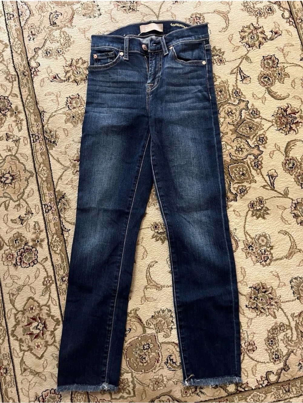 7 For All Mankind “Roxanne Ankle” Medium Wash Blue Denim Jean Size 24